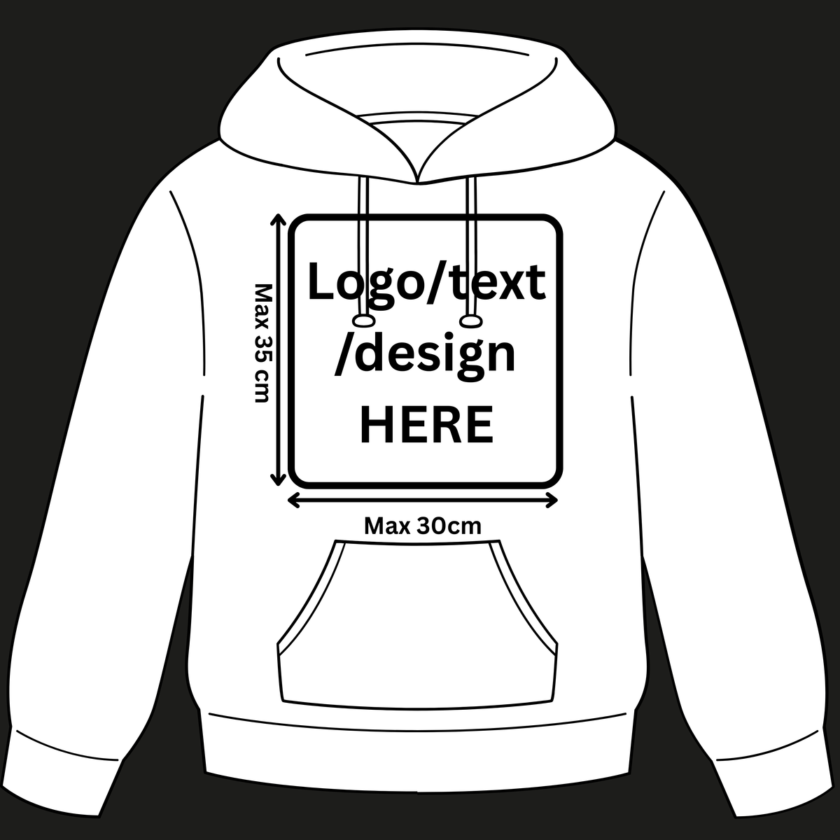 Customised Hoodie, Front Print Only