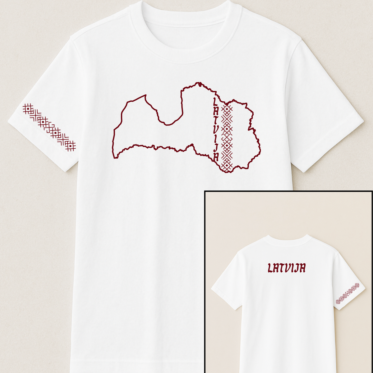 Latvijas karte ar zimem - T-shirts