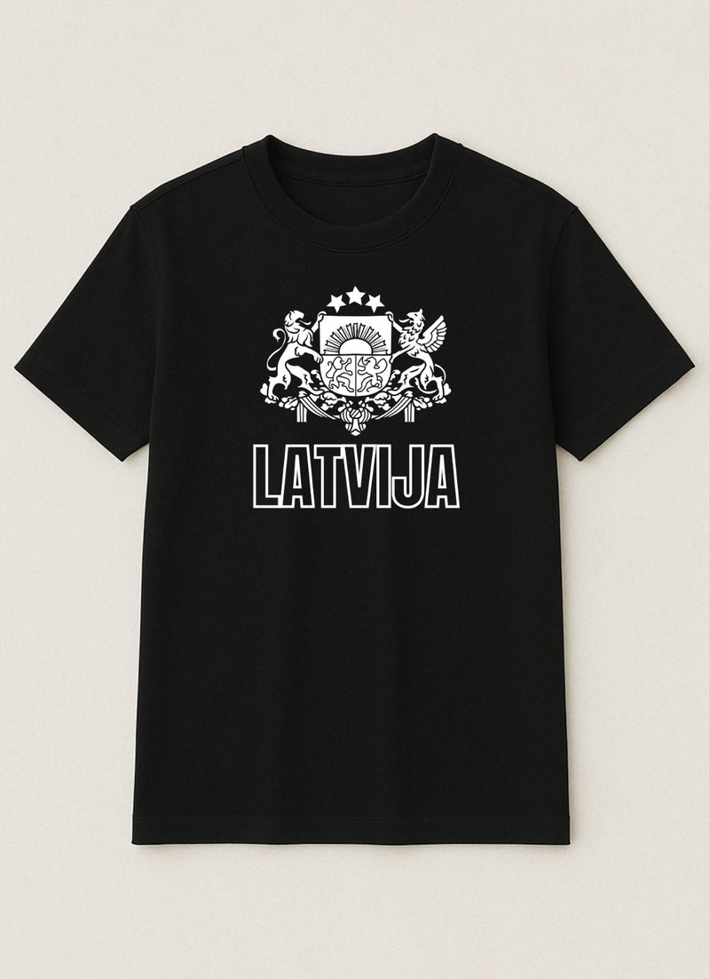 Latvijas Fanu T-krekls - Balts Ģērbonis