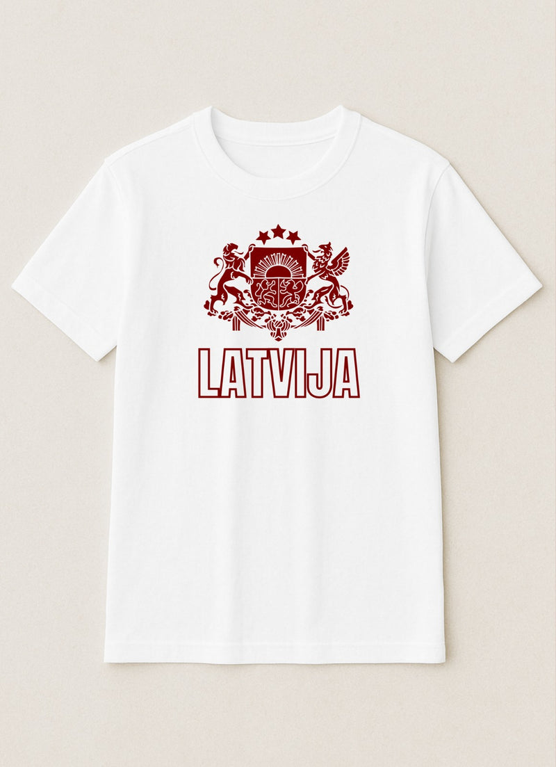 Latvijas Fanu T-krekls - Balts Ģērbonis